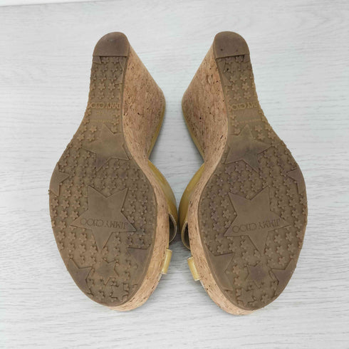 ジミーチュウ JIMMY CHOO PATENT LEATHER NUDE メタルトゥ ウェッジソール エスパドリーユ レディース 36 1/2