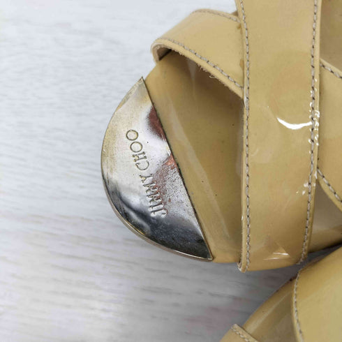 ジミーチュウ JIMMY CHOO PATENT LEATHER NUDE メタルトゥ ウェッジソール エスパドリーユ レディース 36 1/2