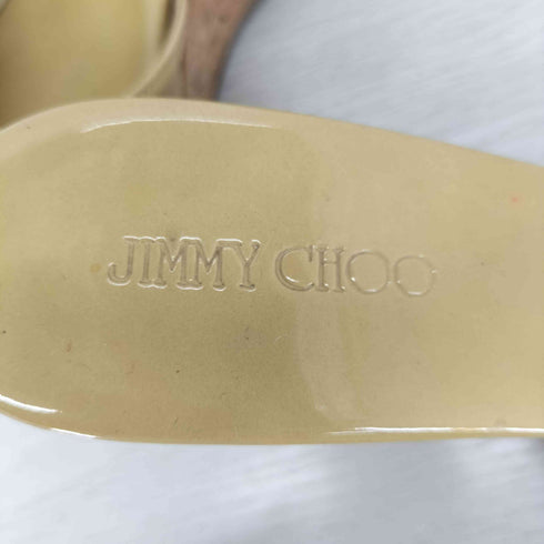 ジミーチュウ JIMMY CHOO PATENT LEATHER NUDE メタルトゥ ウェッジソール エスパドリーユ レディース 36 1/2