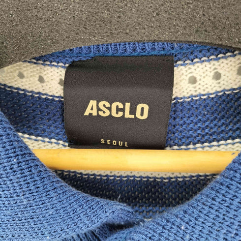 エジュクロ ASCLO カットワークボーダー半袖ポロシャツ メンズ