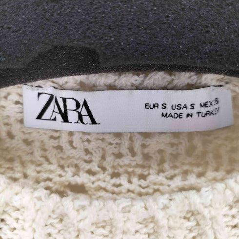 ザラ ZARA Cropped Diamond Pointelle Knit ダイヤモンド編クロップドセーター レディース JPN:S