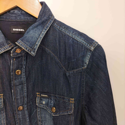 ディーゼル DIESEL ダメージ加工 インディゴウエスタンシャツ メンズ import:XS