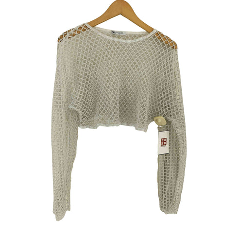 ザラ ZARA ラメ メッシュ クロップドトップ レディース import:M