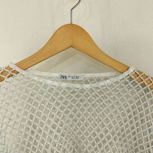 ザラ ZARA ラメ メッシュ クロップドトップ レディース import:M
