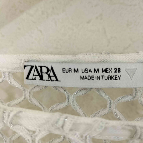 ザラ ZARA ラメ メッシュ クロップドトップ レディース import:M