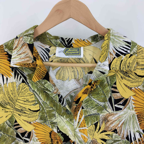 JANINE PAUPORTE フランス製 バード ボタニスト柄 レーヨン オープンカラー アロハ S/S シャツ レディース