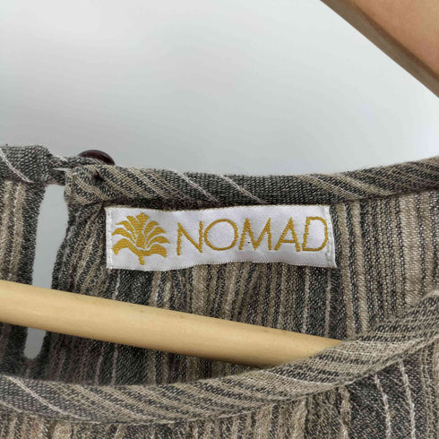 NOMAD インド綿 ストライプ Uネック ブラウス レディース