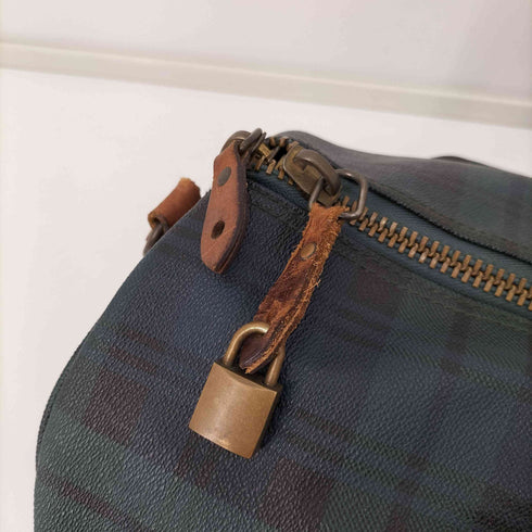 ポロラルフローレン POLO RALPH LAUREN メタルプレート ブラックウォッチボストンバッグ ショルダーベルト付 メンズ