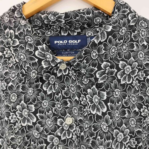 ポロゴルフラルフローレン POLO GOLF RALPH LAUREN 90S CLAYTON 花柄リネンコットンシャツ ブラック メンズ import:XXL