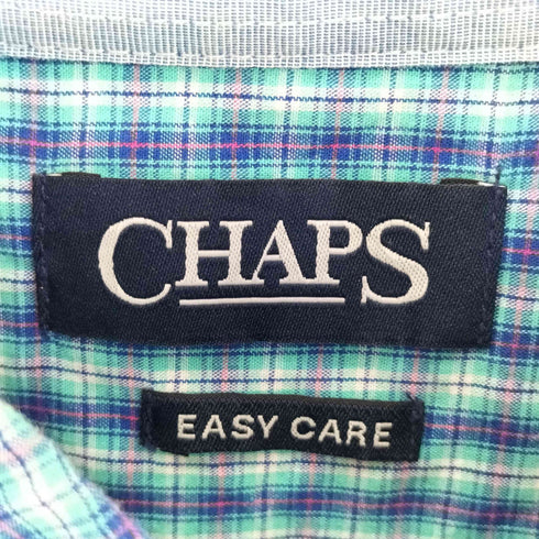 チャップス CHAPS EASY CARE ロゴ刺繍 ボタンダウンチェックシャツ メンズ import:XL