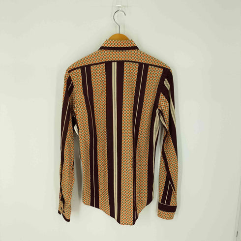 ザラ ZARA ストライプ総柄L/S シャツ メンズ import:S