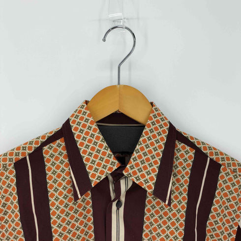 ザラ ZARA ストライプ総柄L/S シャツ メンズ import:S