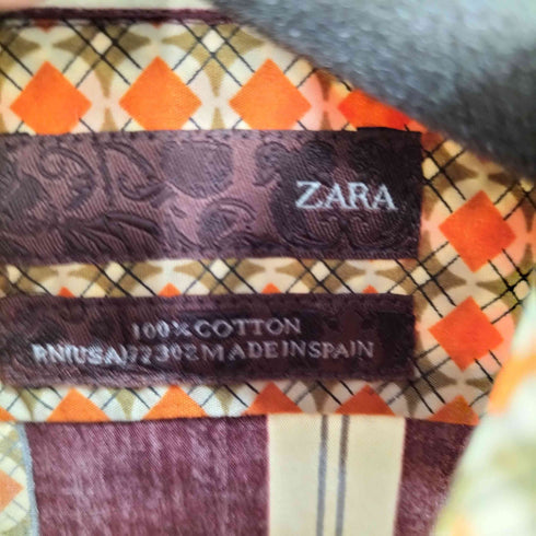 ザラ ZARA ストライプ総柄L/S シャツ メンズ import:S