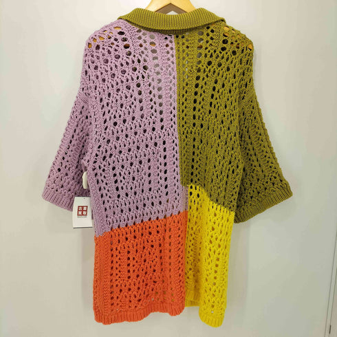 ザラ ZARA マルチカラー 五分丈 Vネック ニット レディース import:M