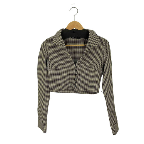ザラ ZARA スキッパークロップドシャツ 千鳥格子 レディース import:M