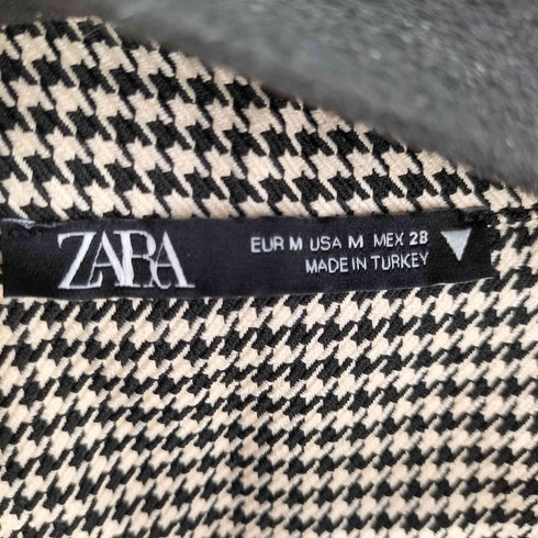 ザラ ZARA スキッパークロップドシャツ 千鳥格子 レディース import:M