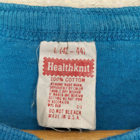 ヘルスニット Healthknit プリント半袖ヘンリーネックT社シャツ メンズ JPN:L
