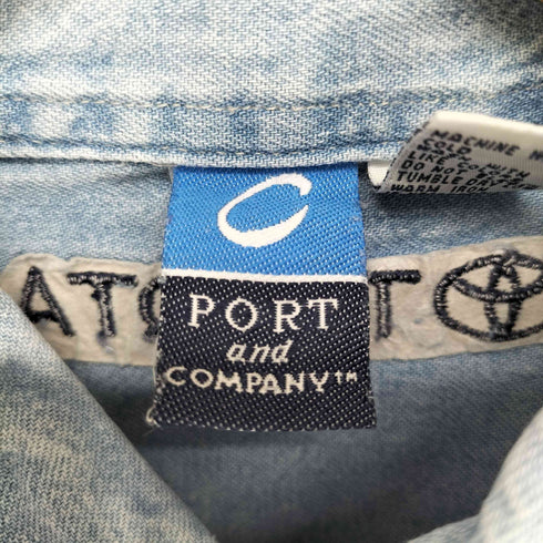 ポートアンドカンパニー PORT and COMPANY 企業ロゴ刺繍半袖デニムシャツ メンズ JPN:L
