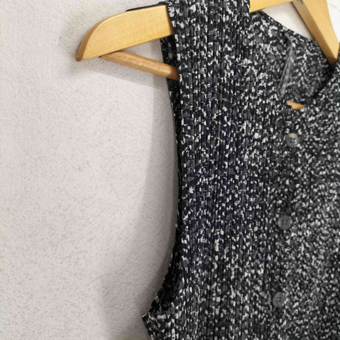 プリーツプリーズイッセイミヤケ PLEATS PLEASE ISSEY MIYAKE 90S 総柄ノースリーブブラウス レディース JPN:3