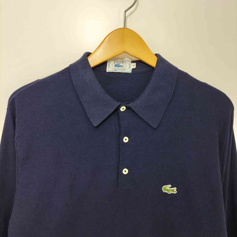 アイゾッドラコステ IZOD LACOSTE 70-80s 糸巻タグ 青タグ 胸ロゴ刺繍 ロングスリーブポロシャツ メンズ import:L