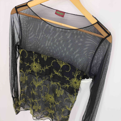 ケンゾーパリス KENZO PARIS 90S 花柄刺繍シアーカットソー レディース