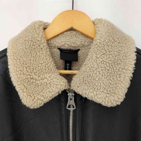 エイチアンドエム H&M 裏ボア フェイクレザー ジップアップブルゾン メンズ M