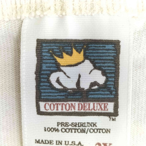 コットンデラックス COTTON DELUXE USA製 企業ロゴ刺繍 背面プリント ヘンリーネックTシャツ メンズ 2X