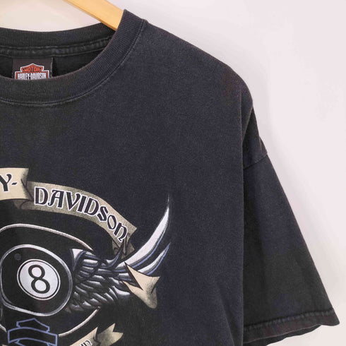 ハーレーダビッドソン HARLEY-DAVIDSON USA製 両面プリント 8ボール クルーネックTシャツ メンズ import:XL