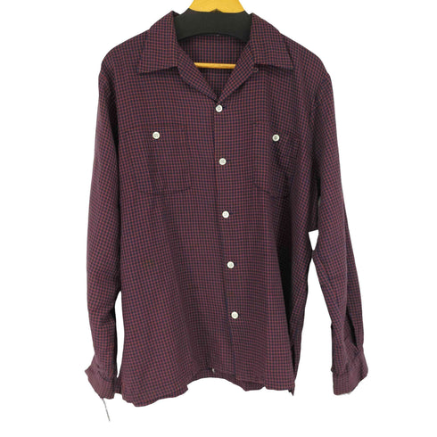 50-60S Lamella オープンカラーチェック L/S シルクシャツ メンズ 16 1/2