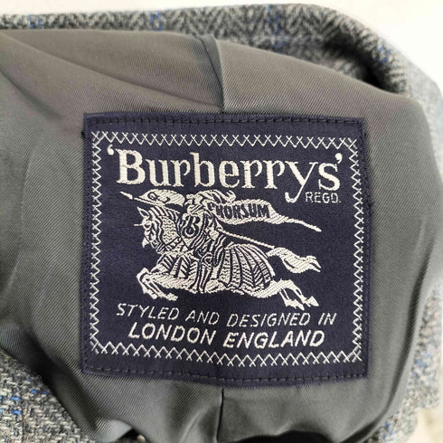 バーバリーズ BURBERRYS 70~80S MADE IN ENGLAND チェック柄ウールツイードステンカラーコート メンズ