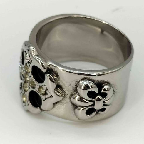316L Jewel Gothic Croos-Ring サージカルステンレス クロスフレアリング 10号 メンズ 10号