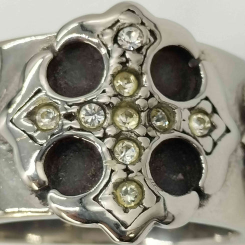 316L Jewel Gothic Croos-Ring サージカルステンレス クロスフレアリング 10号 メンズ 10号
