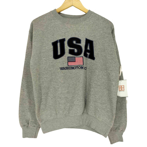 USA フロッキープリントクルーネックスウェット メンズ