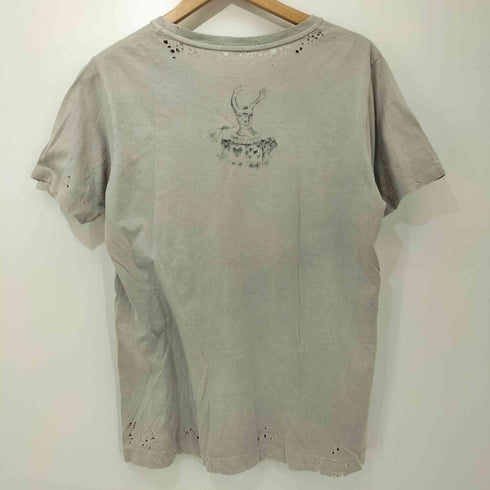 nada. 00s Y2K wunderkammer シングルステッチ クラッシュデザインフロントプリント半袖Tシャツ メンズ