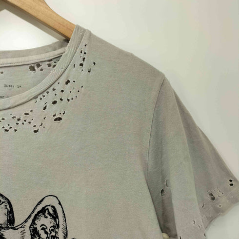 nada. 00s Y2K wunderkammer シングルステッチ クラッシュデザインフロントプリント半袖Tシャツ メンズ