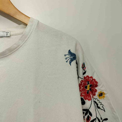 レアセル rehacer フラワー刺繍クルーネック半袖Tシャツ メンズ S