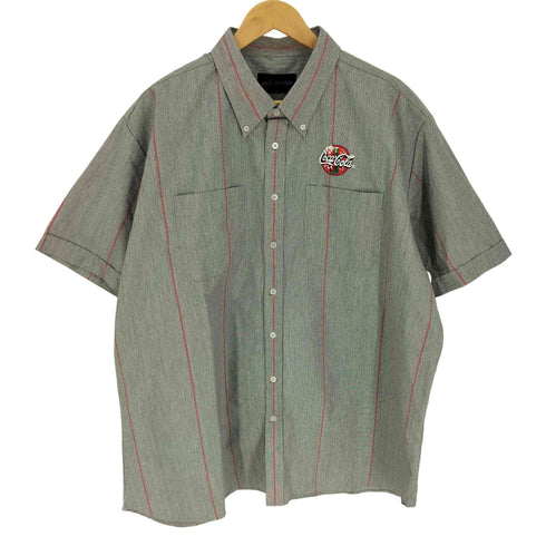 MarvHolland 企業ロゴ ワッペン ライン ボタンダウン S/S シャツ ビッグサイズ メンズ 2XL