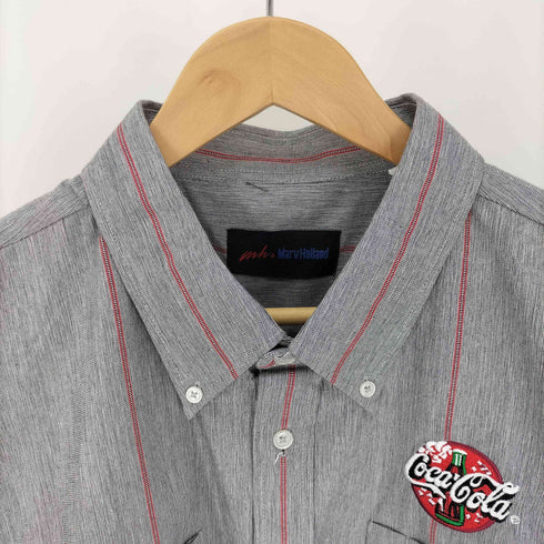 MarvHolland 企業ロゴ ワッペン ライン ボタンダウン S/S シャツ ビッグサイズ メンズ 2XL