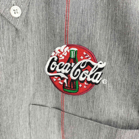 MarvHolland 企業ロゴ ワッペン ライン ボタンダウン S/S シャツ ビッグサイズ メンズ 2XL