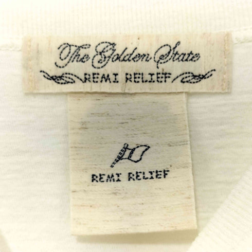 レミレリーフ REMI RELIEF special processing tee CELI■E l.mustard フロントプリントノースリーブトップス メンズ S