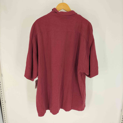 企業ロゴ 刺繍 ヘリンボーン シルク S/S シャツ ビッグサイズ メンズ 2XL