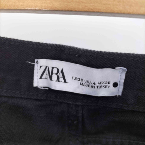 ザラ ZARA STRAIGHT CUT MID RISE FULL LENGTH JEANS ブラック ワイドレッグ デニム パンツ レディース 36