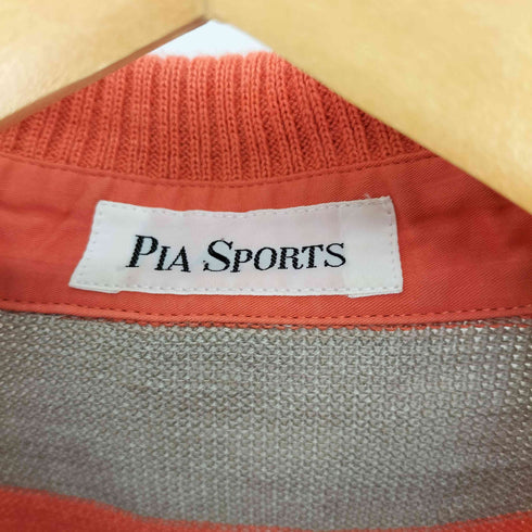PIA SPORTS エンブレム 刺繍 異素材 切替 ニッティング ボーダー ポロシャツ ニットポロ メンズ 3