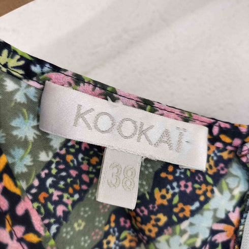 クーカイ KOOKAI ボタニカル柄 フリルスリーブ Vネックワンピース レディース EUR:38