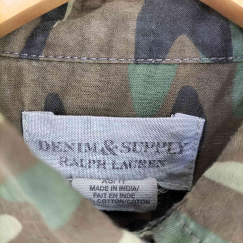 デニムアンドサプライ ラルフローレン DENIM & SUPPLY RALPH LAUREN MADE IN INDIA フラップポケット バックギャザーカモ柄L/Sコットンシャツ レディース import:XS