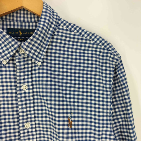 ラルフローレン RALPH LAUREN SLIM FIT ポニー刺繍 ギンガムチェック オックスフォードシャツ メンズ import:L