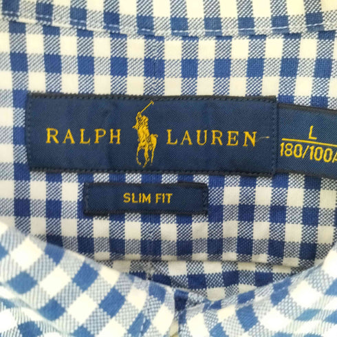 ラルフローレン RALPH LAUREN SLIM FIT ポニー刺繍 ギンガムチェック オックスフォードシャツ メンズ import:L