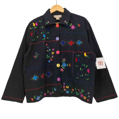 NEW DIRECTION インド製 花刺繍 コットン シャツジャケット レディース import:M