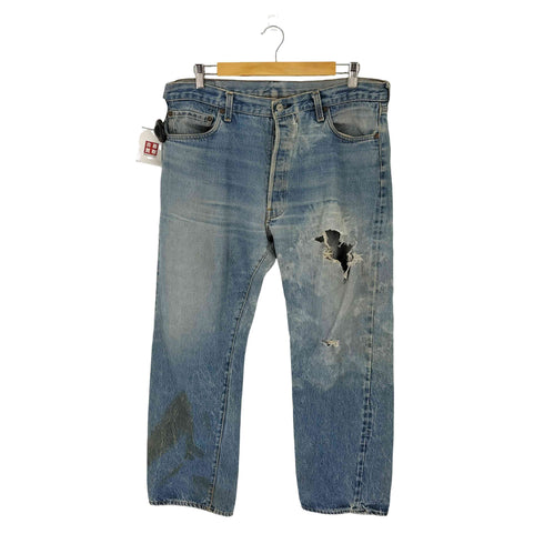 リーバイス Levis 80S 501 赤耳 前期 クロカン ボタン裏無刻印 内股シングル クラッシュ ダメージ ボロ ブリーチ メンズ ONE SIZE W40 L31
