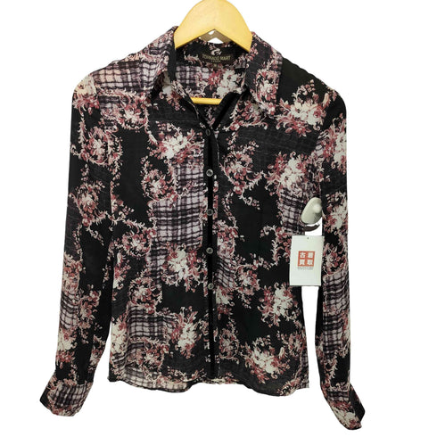 トルネードマートファム TORNADO MART FEMME 花柄シースルーシャツブラウス ベロアライン レディース JPN:36